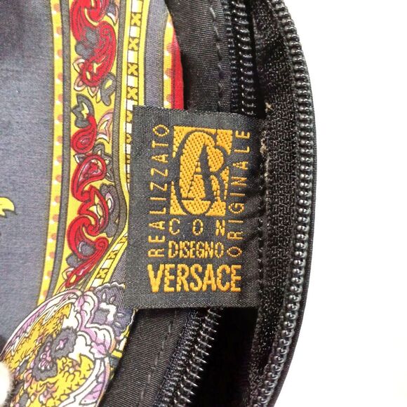 Versace (Authentic) Multi-Color Filigree Motif & Gold Accent Small Clutch Pouch - Picture 7 of 8